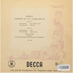 Ludwig van Beethoven / Concertgebouworkest / Erich Kleiber Symphony No. 7 In A Major, Op. 92 Vinyl LP USED
