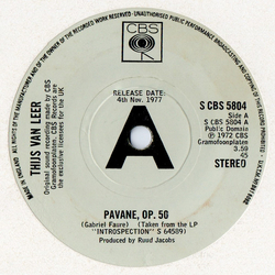 Thijs van Leer Pavane, Op. 50 Vinyl 7" USED