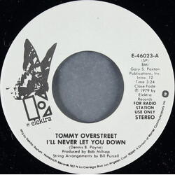 Tommy Overstreet I'll Never Let You Down USED VINYL 7INCH 45 RPM SINGLE PROMO STEREO