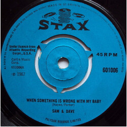 Sam & Dave When Something Is Wrong With My Baby USED VINYL 7INCH SINGLE 45 RPM