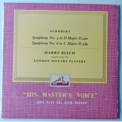 Franz Schubert / Harry Blech / London Mozart Players Symphony No. 3 In D Major D.200 / Sypmphony No.6 In C Major D.589 Vinyl LP USED