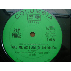 Ray Price Take Me As I Am (Or Let Me Go) / Cold, Cold Heart USED VINYL 7INCH 33 S RPM SINGLE JUKEBOX