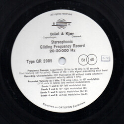 No Artist Stereophonic Gliding Frequency Record 20-20 000 Hz USED VINYL 12INCH 45 RPM SPECIAL EDITION STEREO
