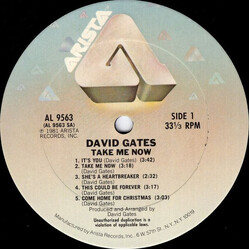 David Gates Take Me Now Vinyl LP USED