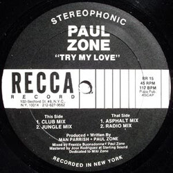 Paul Zone Try My Love USED VINYL 12INCH 45 RPM
