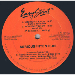 Serious Intention You Don't Know USED VINYL 12INCH 33 S RPM