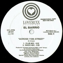 El Barrio Across 110th Street USED VINYL 12INCH 33 S RPM PROMO