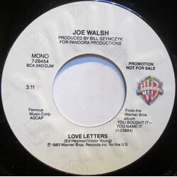Joe Walsh Love Letters USED VINYL 7INCH 45 RPM PROMO