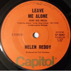 Helen Reddy Leave Me Alone (Ruby Red Dress) USED VINYL 7INCH 45 RPM