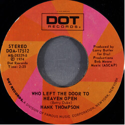 Hank Thompson Who Left The Door To Heaven Open USED VINYL 7INCH 45 RPM SINGLE STYRENE STEREO