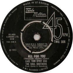 Earl Van Dyke / The Soul Brothers (17) All For You USED VINYL 7INCH 45 RPM SINGLE