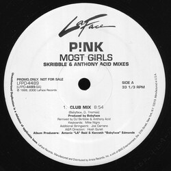 P!NK Most Girls (Skribble & Anthony Acid Mixes) VINYL 12" USED