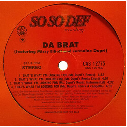 Da Brat That's What I'm Looking For (Mr. Dupri's Remix) VINYL 12" USED