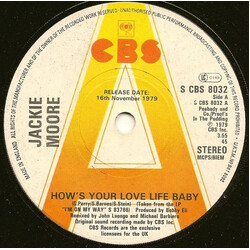 Jackie Moore How's Your Love Life Baby USED VINYL 7INCH 45 RPM SINGLE PROMO STEREO