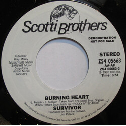 Survivor Burning Heart USED VINYL 7INCH 45 RPM PROMO STYRENE