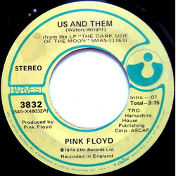 Pink Floyd Us And Them USED VINYL 7INCH 45 RPM SINGLE STEREO
