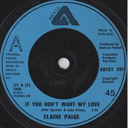 Elaine Paige If You Don't Want My Love USED VINYL 7INCH 45 RPM SINGLE