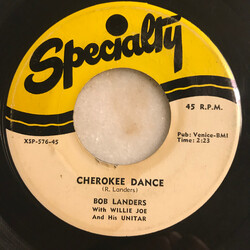 Bob Landers / Willie Joe And His Unitar Cherokee Dance / Unitar Rock USED VINYL 7INCH 45 RPM SINGLE