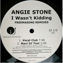 Angie Stone I Wasn't Kidding (Freemasons Remixes) USED VINYL 12INCH 33 S RPM PROMO