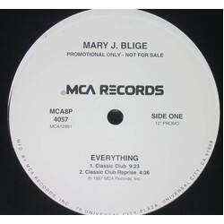 Mary J. Blige Everything USED VINYL 12INCH 33 S RPM PROMO