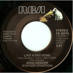 John Denver Like A Sad Song USED VINYL 7INCH 45 RPM