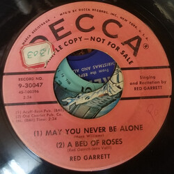 Red Garrett May You Never Be Alone / A Bed Of Roses USED VINYL 7INCH 45 RPM PROMO