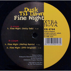 Dusk Til Dawn Fine Night USED VINYL 12INCH 33 S RPM 45 RPM