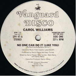 Carol Williams No One Can Do It (Like You) USED VINYL 12INCH 33 S RPM PROMO STEREO