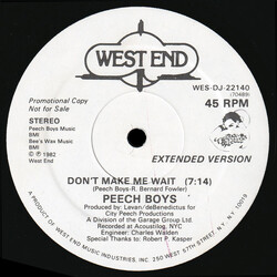 Peech Boys Don't Make Me Wait VINYL 12" USED