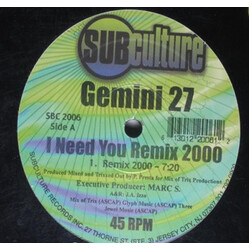 Gemini 27 I Need You Remix 2000 USED VINYL 12INCH