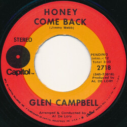 Glen Campbell Honey Come Back / Where Do You Go USED VINYL 7INCH SINGLE 45 RPM