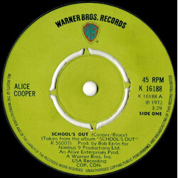 Alice Cooper School's Out USED VINYL 7INCH 45 RPM SINGLE