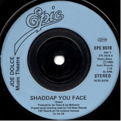 Joe Dolce Music Theatre Shaddap You Face VINYL 7" USED