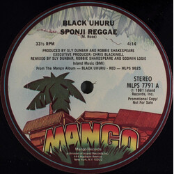 Black Uhuru Sponji Reggae USED VINYL 12INCH 33 S RPM PROMO