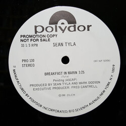 Sean Tyla Breakfast In Marin USED VINYL 12INCH 33 S RPM PROMO