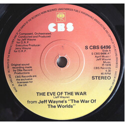 Jeff Wayne The Eve Of The War USED VINYL 7INCH 45 RPM SINGLE