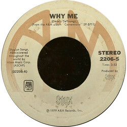 Styx Why Me / Lights USED VINYL 7INCH 45 RPM STYRENE