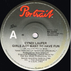 Cyndi Lauper Girls Just Want To Have Fun USED VINYL 7INCH 45 RPM SINGLE