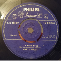 Marty Wilde It's Been Nice Vinyl 7" USED
