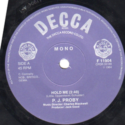 P.J. Proby Hold Me Vinyl 7" USED