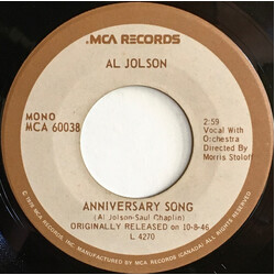 Al Jolson Anniversary Song USED VINYL 7INCH 45 RPM REISSUE MONO