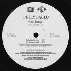 Petey Pablo Club Banger USED VINYL 12INCH PROMO