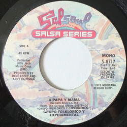 Grupo Folklorico Y Experimental Nuevayorquino A Papa Y Mama / Adelaida USED VINYL 7INCH 45 RPM SINGLE STYRENE MONO