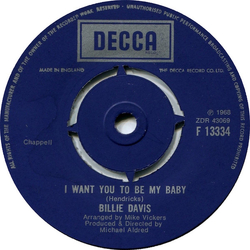 Billie Davis I Want You To Be My Baby / It's Over Vinyl 7" USED