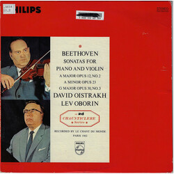 Ludwig van Beethoven / David Oistrach / Lev Oborin Sonatas For Piano And Violin (A Major Opus 12, No. 2 / A Minor Opus 23 / G Major Opus 30, No. 3) Vi
