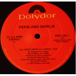 Pepsi & Shirlie All Right Now VINYL 12" USED