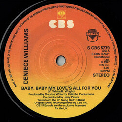 Deniece Williams Baby, Baby My Love's All For You USED VINYL 7INCH 45 RPM SINGLE STEREO