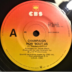 Champaign How 'Bout Us USED VINYL 7INCH 45 RPM SINGLE