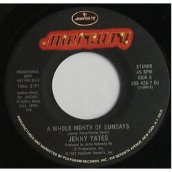 Jenny Yates A Whole Month Of Sundays USED VINYL 7INCH 45 RPM PROMO STEREO