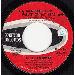 B.J. Thomas Raindrops Keep Fallin' On My Head USED VINYL 7INCH 45 RPM SINGLE STYRENE